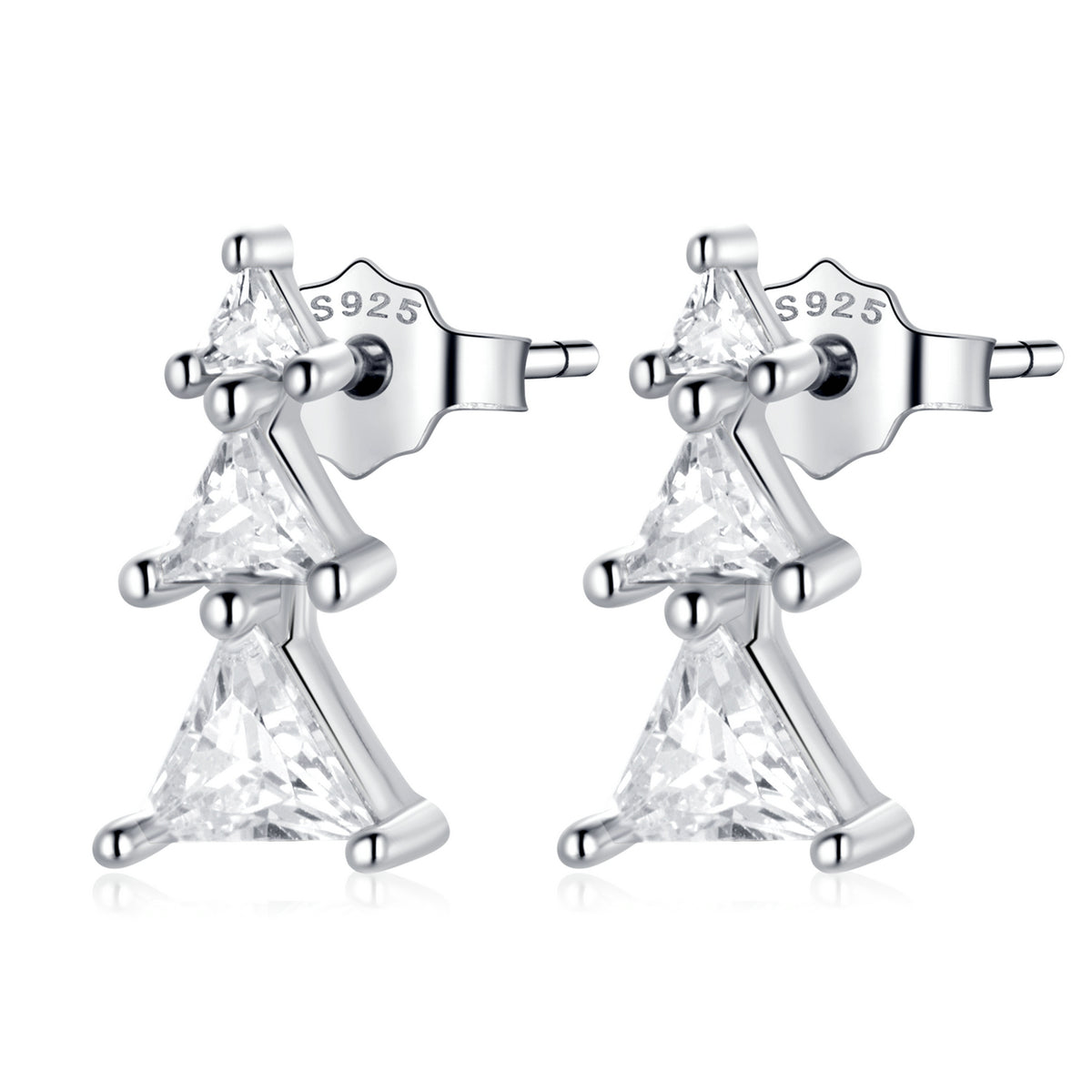 Sterling Silver Christmas Tree Stud Hypoallergenic Earrings
