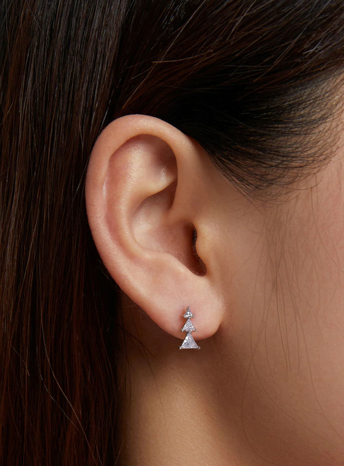 Sterling Silver Christmas Tree Stud Hypoallergenic Earrings