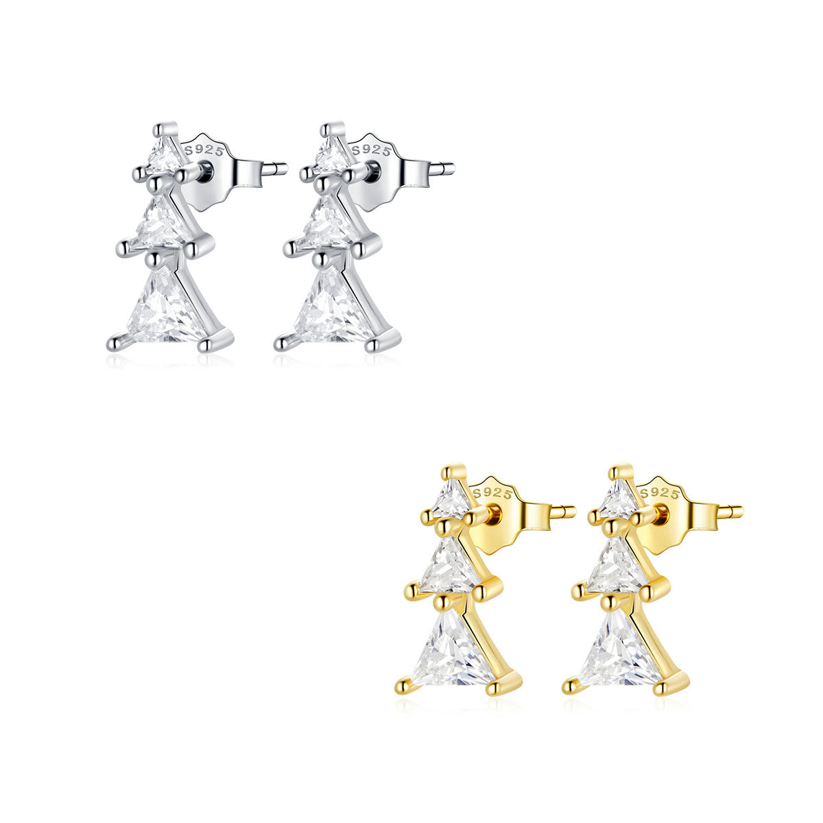 Sterling Silver Christmas Tree Stud Hypoallergenic Earrings