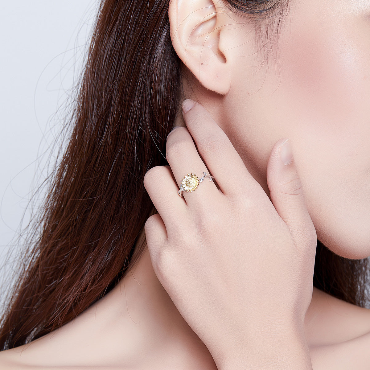 Sterling Silver Sunflower Adjustable Hypoallergenic Ring