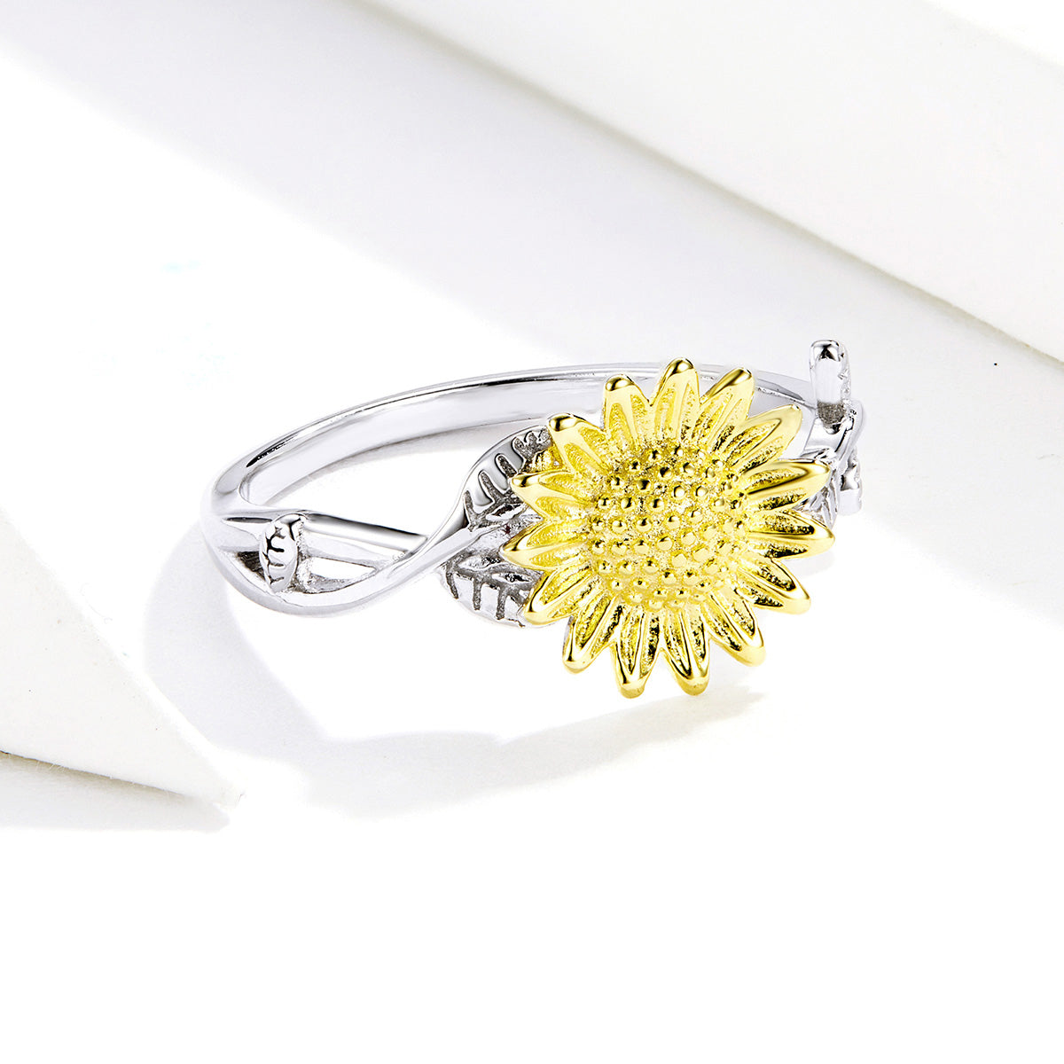 Sterling Silver Sunflower Adjustable Hypoallergenic Ring
