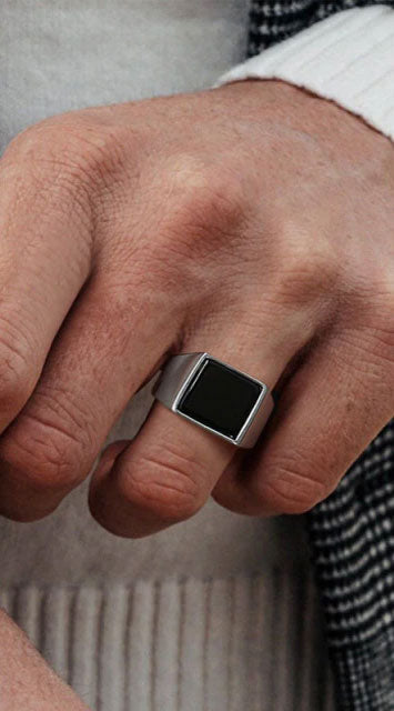 Stainless Steel Medieval Square Signet Ring