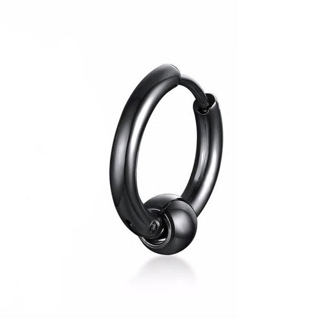 Stainless Steel Single Bead Huggie Earring (Single) - Various