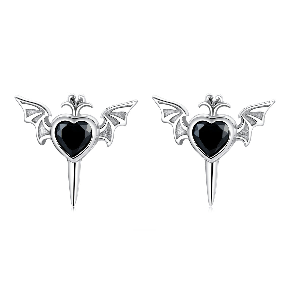 Sterling Silver Devils Heart Stud Hypoallergenic Earrings