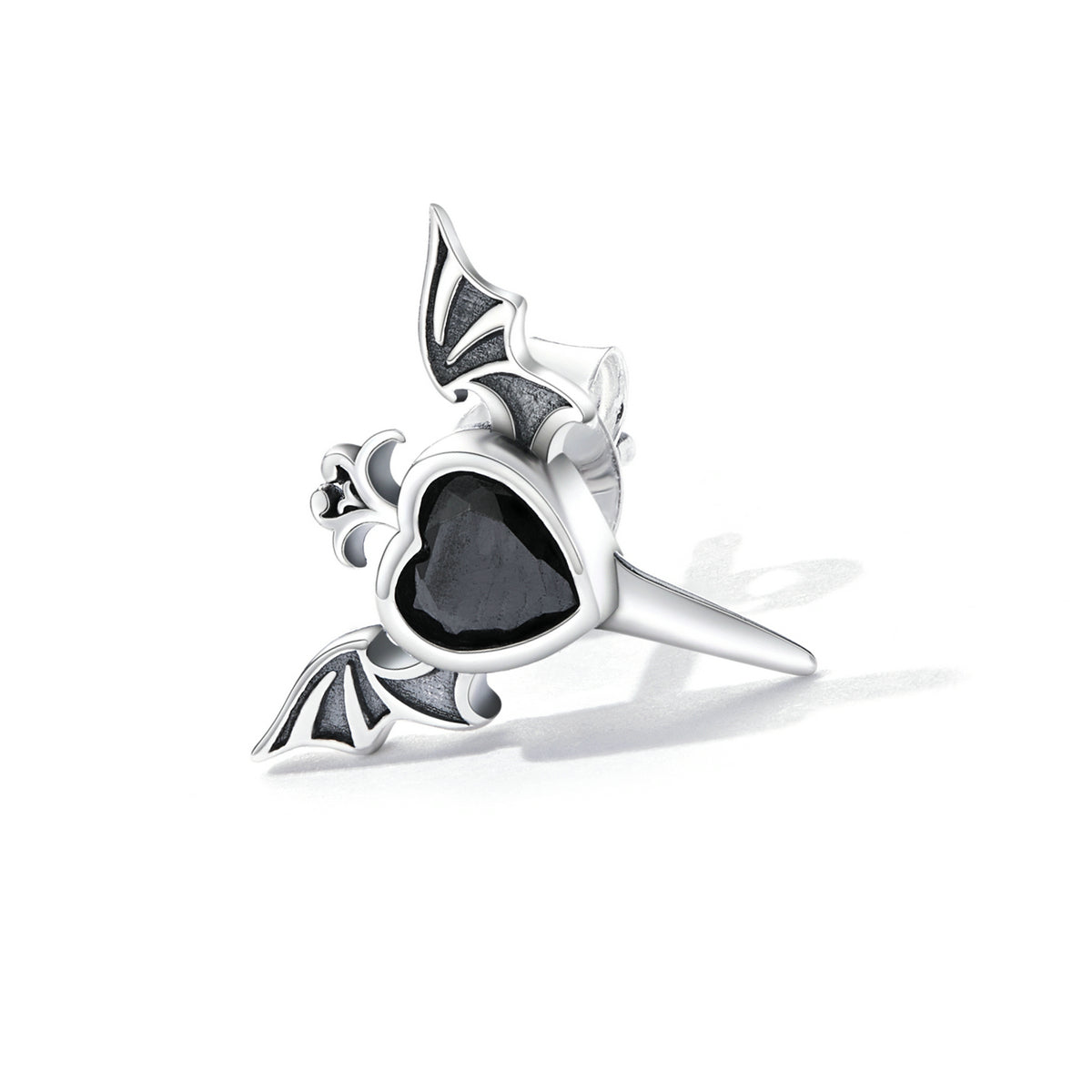 Sterling Silver Devils Heart Stud Hypoallergenic Earrings