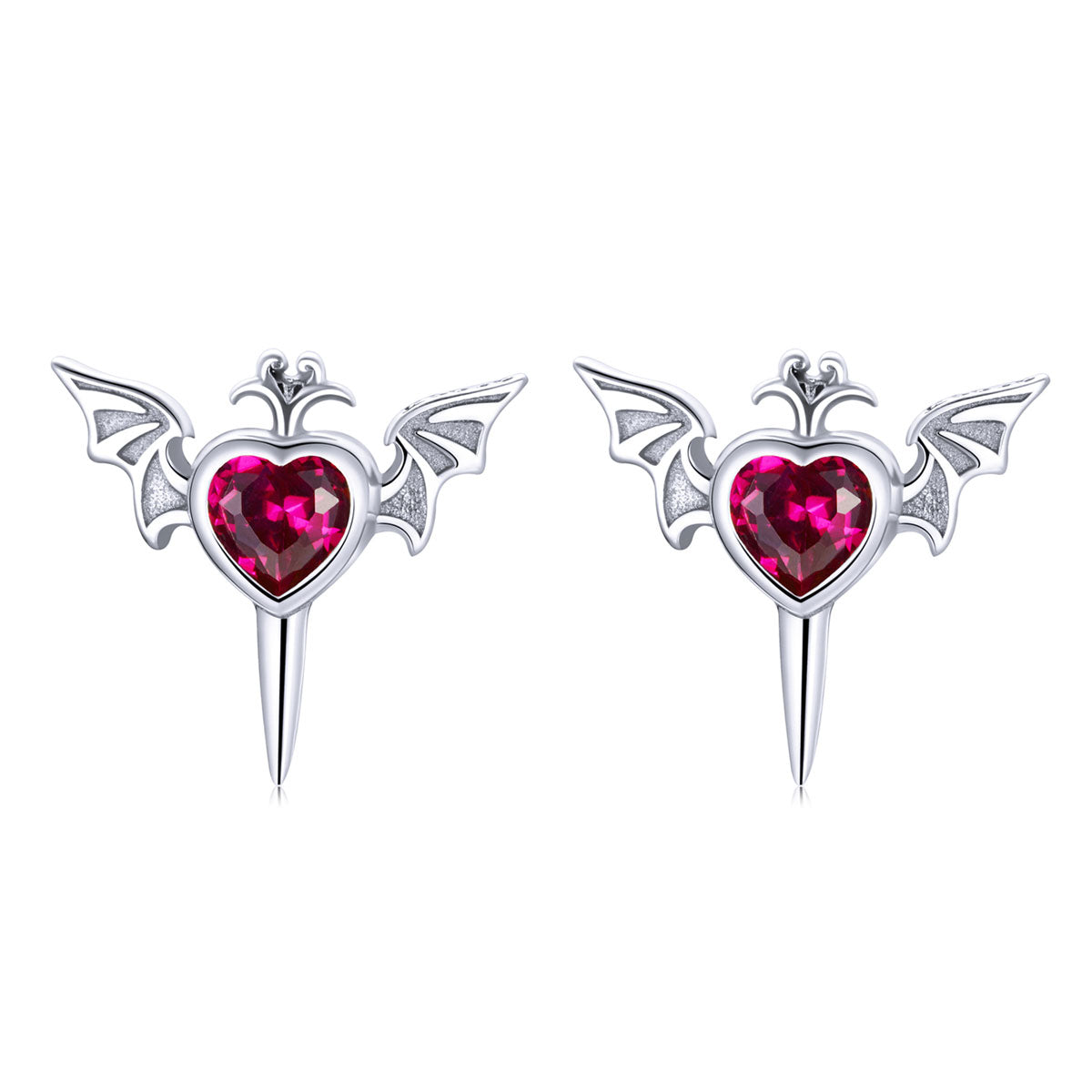 Sterling Silver Devils Heart Stud Hypoallergenic Earrings
