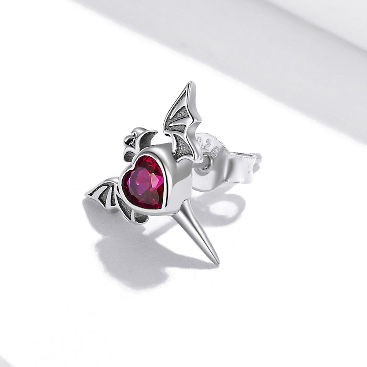 Sterling Silver Devils Heart Stud Hypoallergenic Earrings