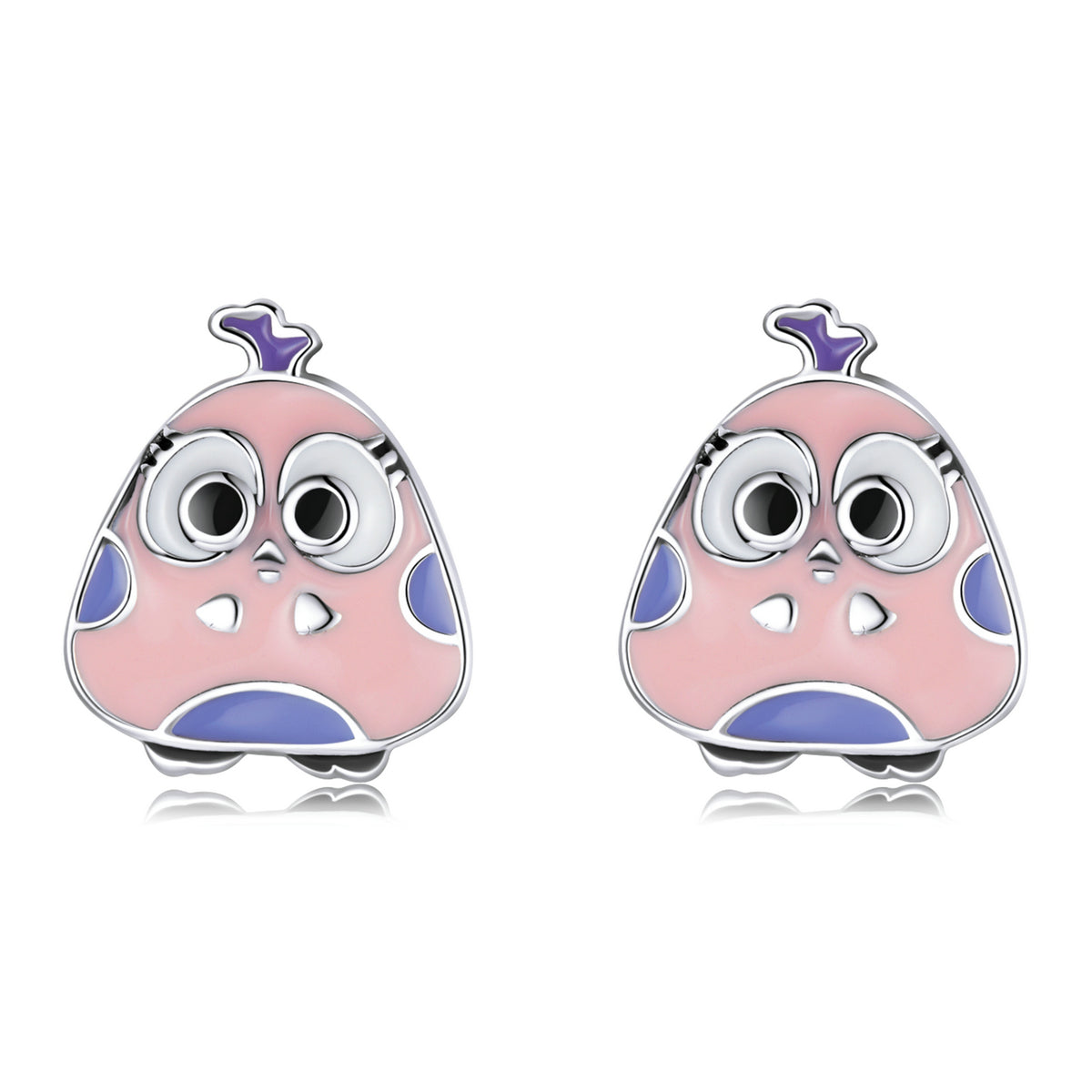 Sterling Silver Cartoon Cute Bird Stud Hypoallergenic Earrings