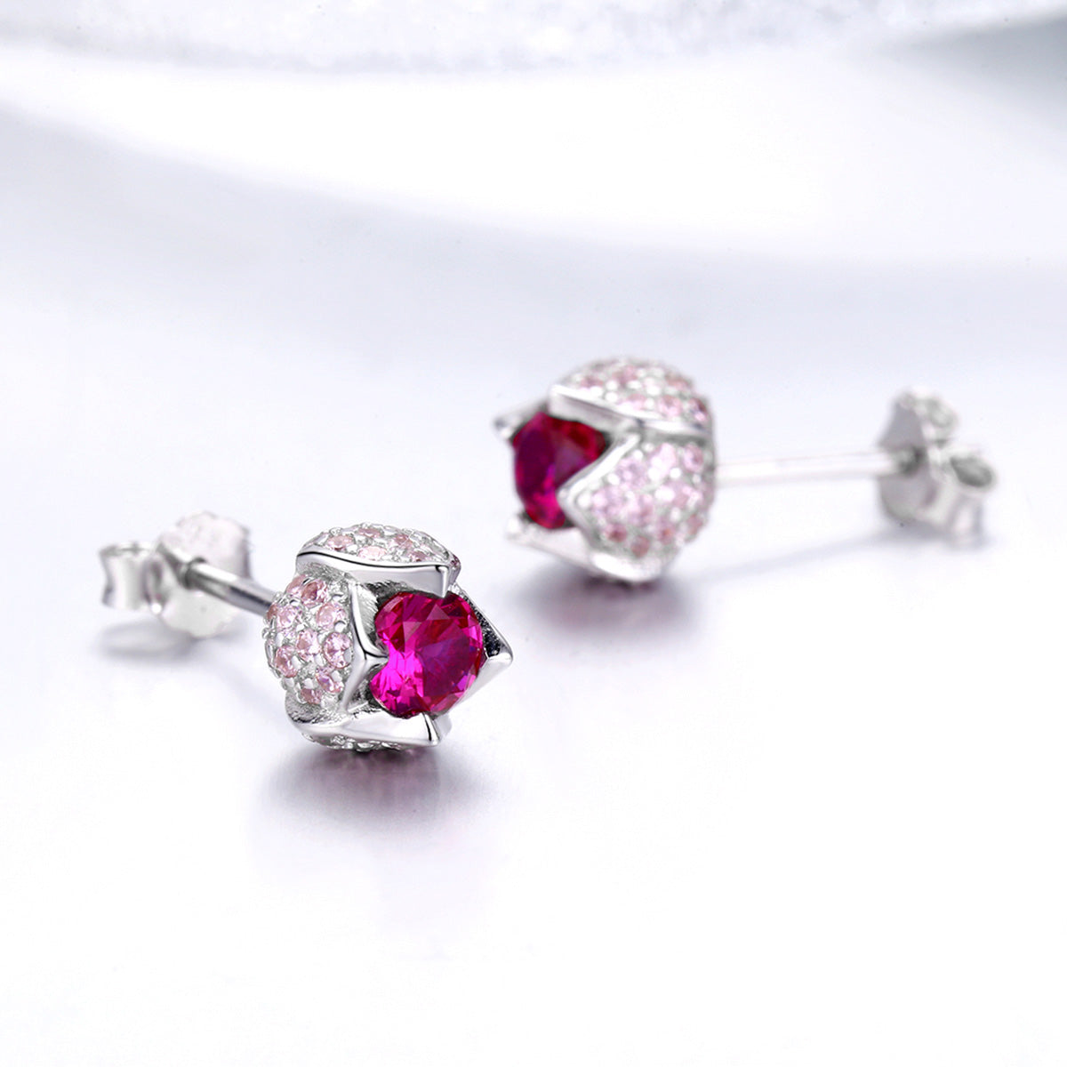 Sterling Silver Luminous Tulip Stud Hypoallergenic Earrings