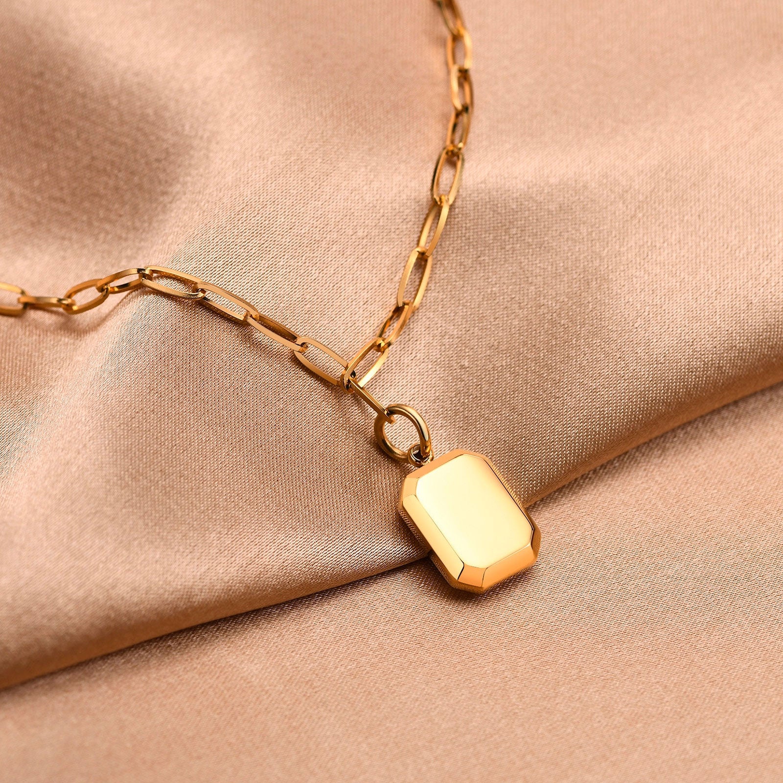 Stainless Steel Rectangle Necklace