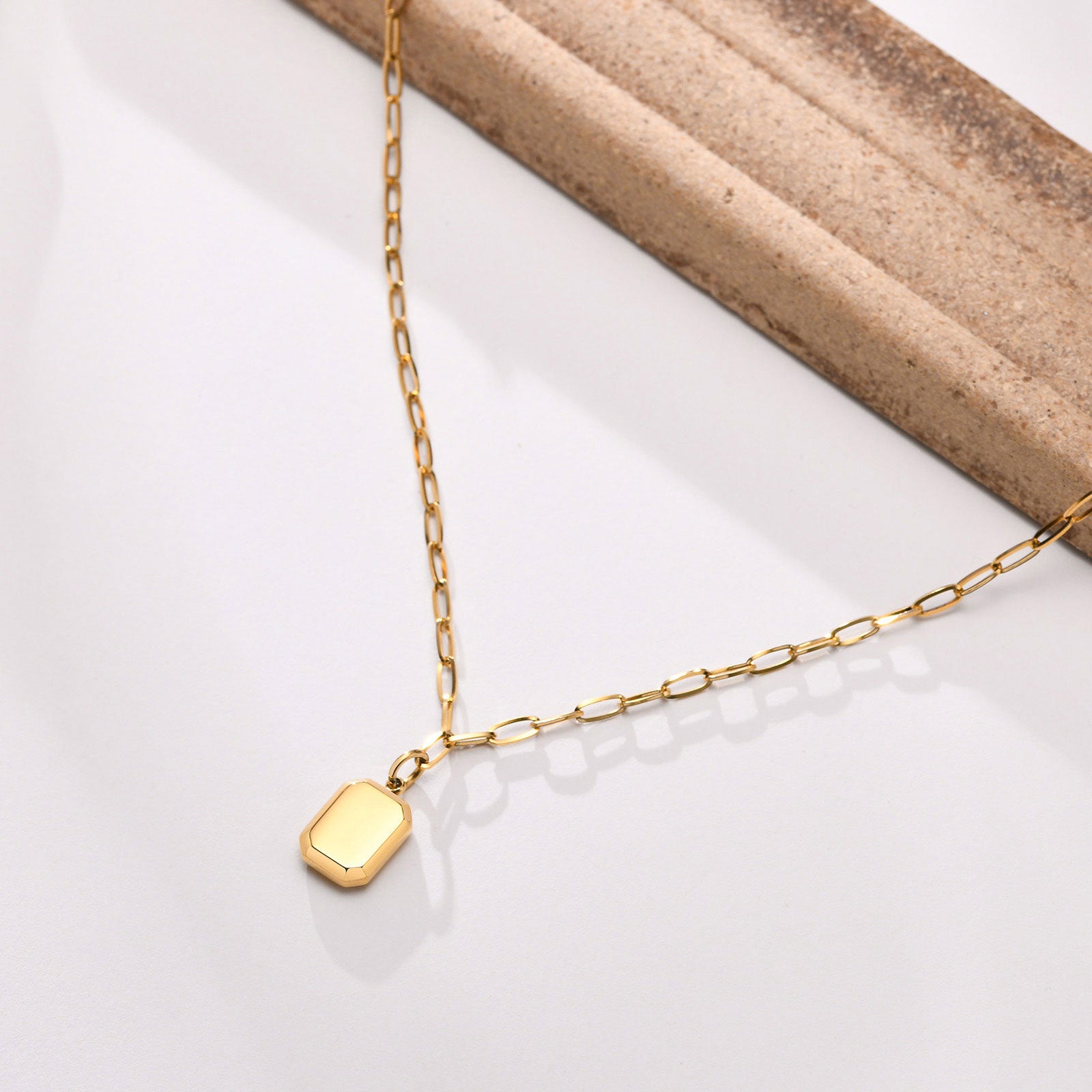 Stainless Steel Rectangle Necklace
