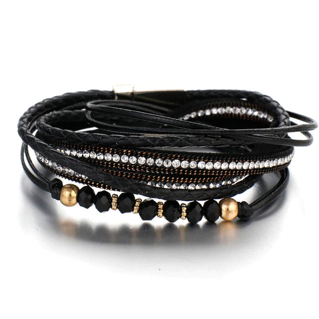 Double Wrap Cubic Zirconia Beads Bracelet