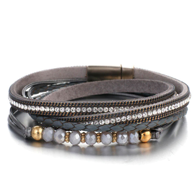 Double Wrap Cubic Zirconia Beads Bracelet