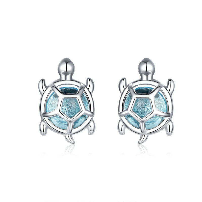 Sterling Silver Sea Turtle Stud Hypoallergenic Earrings
