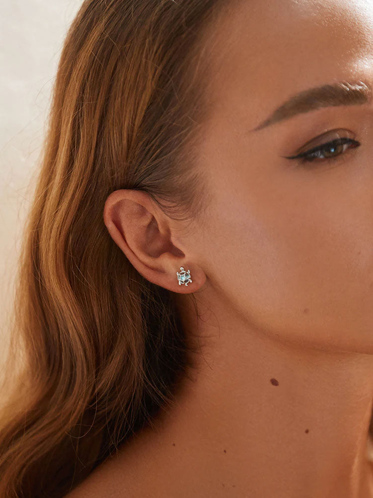 Sterling Silver Sea Turtle Stud Hypoallergenic Earrings