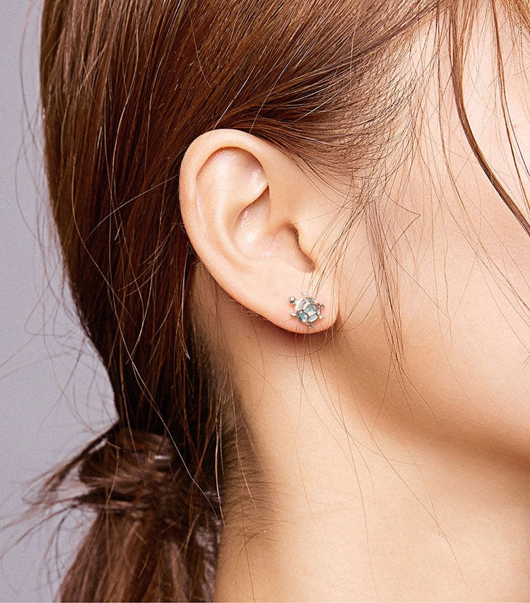 Sterling Silver Sea Turtle Stud Hypoallergenic Earrings