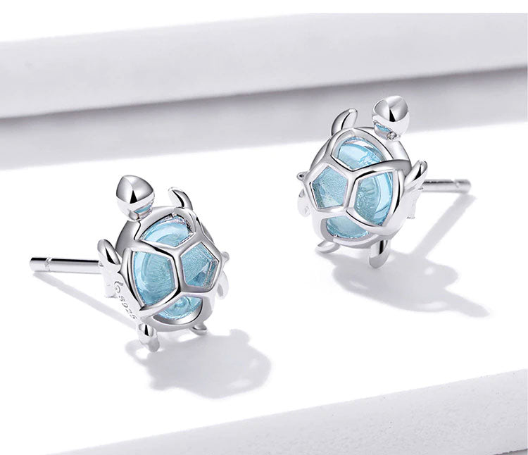 Sterling Silver Sea Turtle Stud Hypoallergenic Earrings