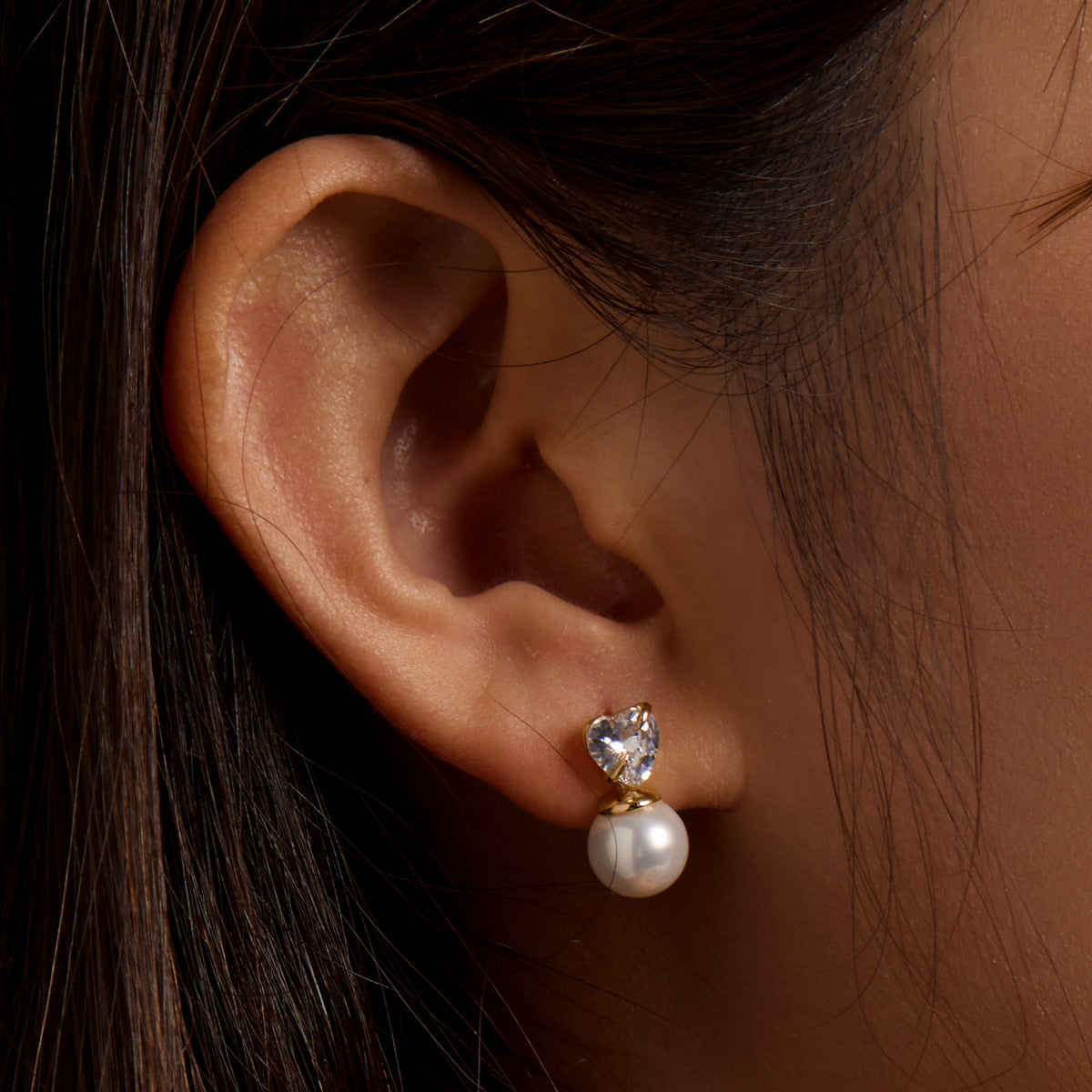 Sterling Silver Love Pearl Stud Hypoallergenic Earrings