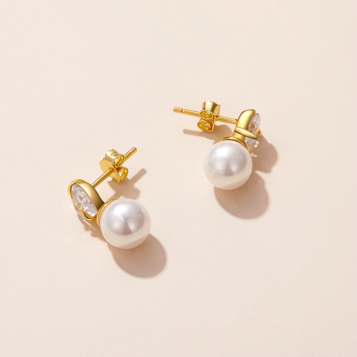 Sterling Silver Love Pearl Stud Hypoallergenic Earrings