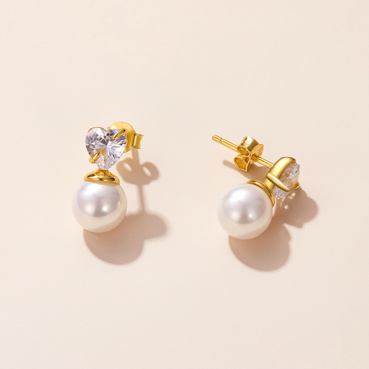 Sterling Silver Love Pearl Stud Hypoallergenic Earrings