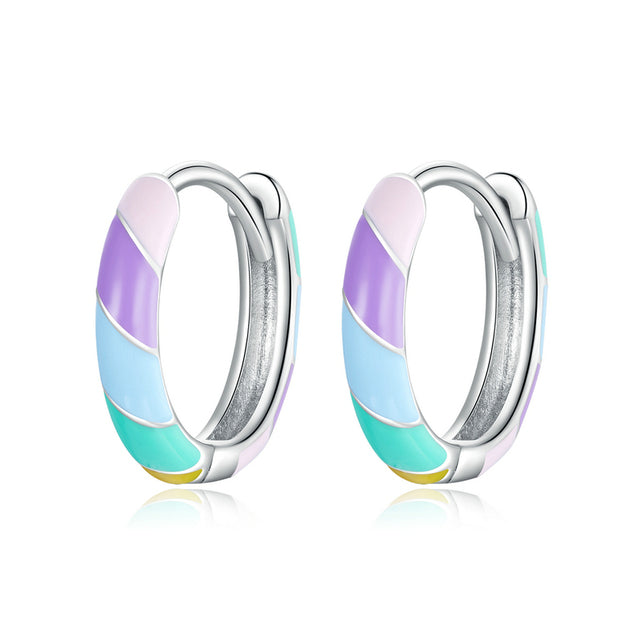 Sterling Silver Candy Huggie Hypoallergenic Earrings