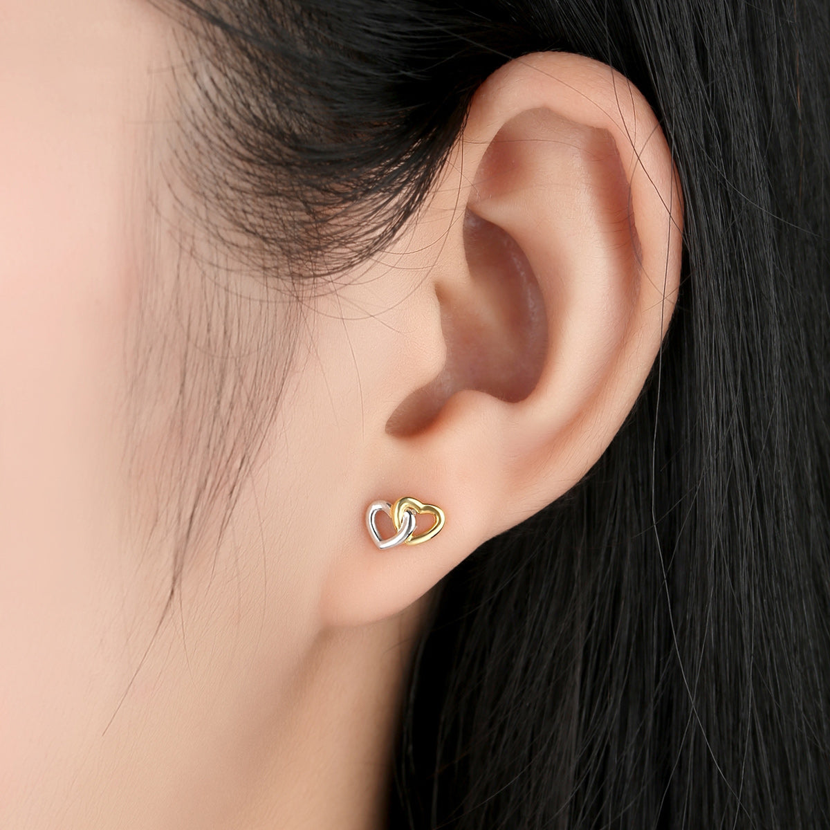 Sterling Silver Heart To Heart Hypoallergenic Stud Earrings