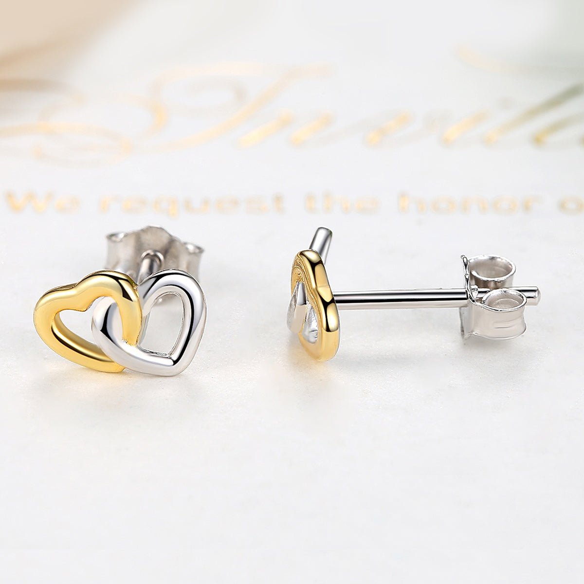 Sterling Silver Heart To Heart Hypoallergenic Stud Earrings
