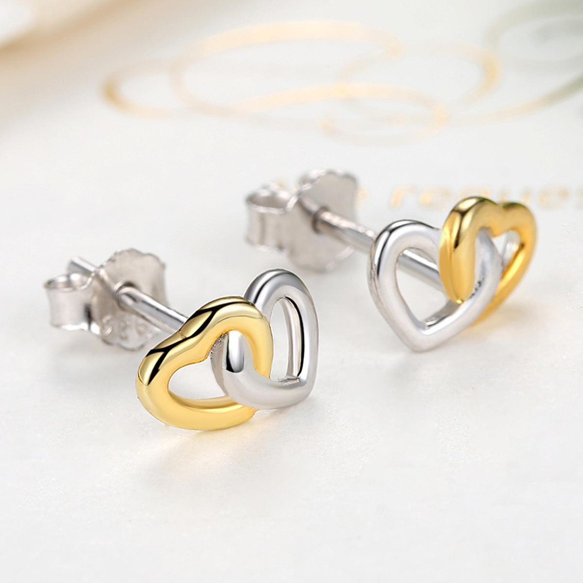 Sterling Silver Heart To Heart Hypoallergenic Stud Earrings