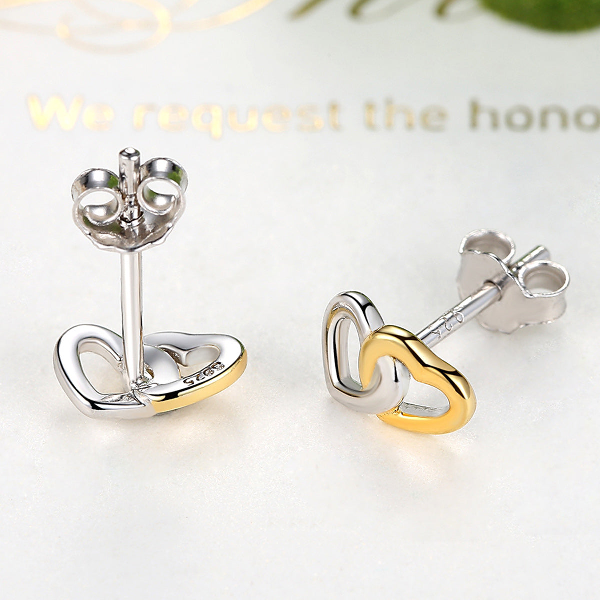 Sterling Silver Heart To Heart Hypoallergenic Stud Earrings