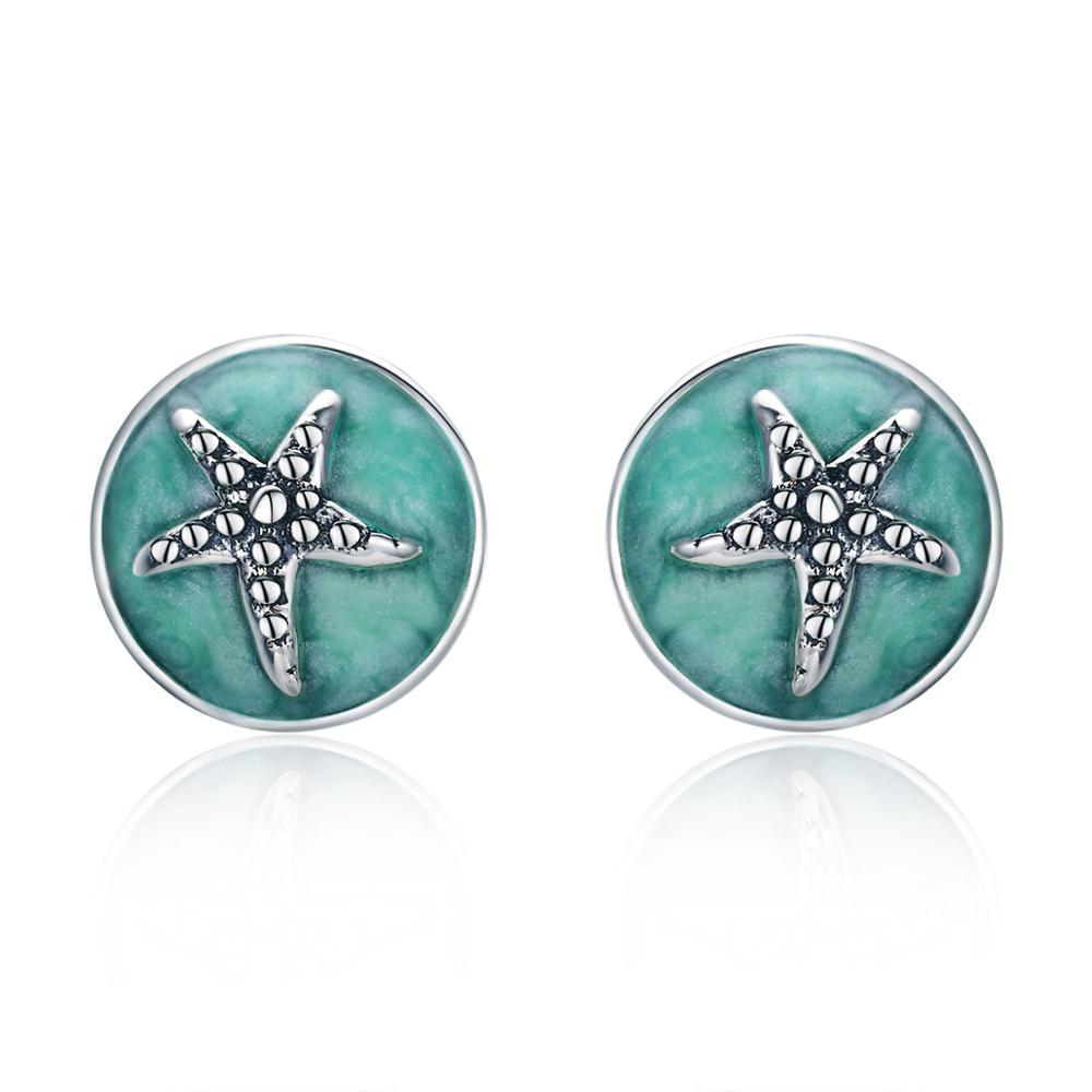 Sterling Silver Starfish On Water Stud Hypoallergenic Earrings