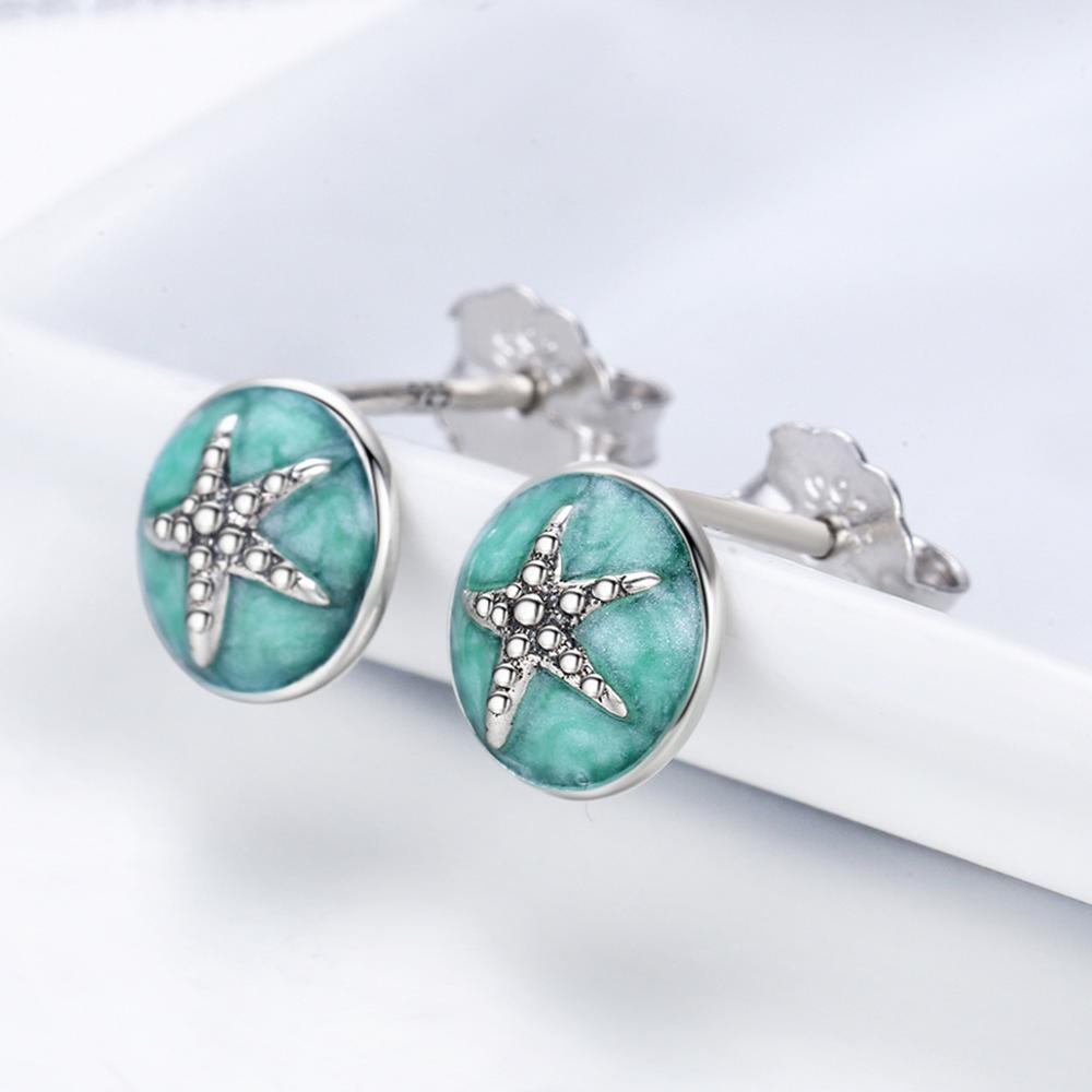 Sterling Silver Starfish On Water Stud Hypoallergenic Earrings