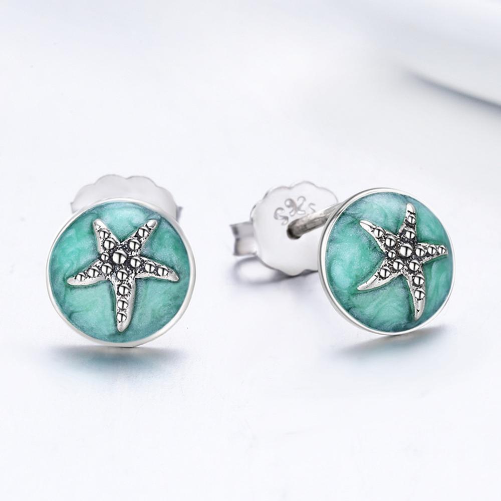 Sterling Silver Starfish On Water Stud Hypoallergenic Earrings