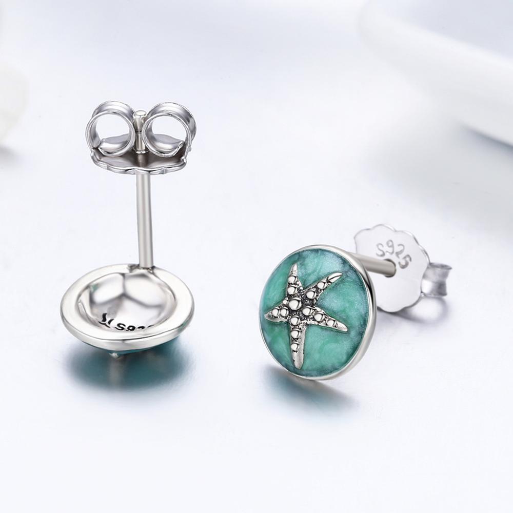 Sterling Silver Starfish On Water Stud Hypoallergenic Earrings