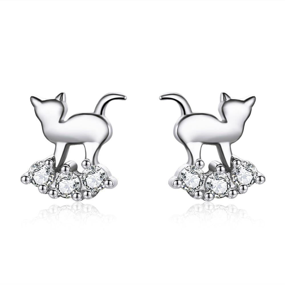 Sterling Silver Heavenly Cat Stud Hypoallergenic Earrings