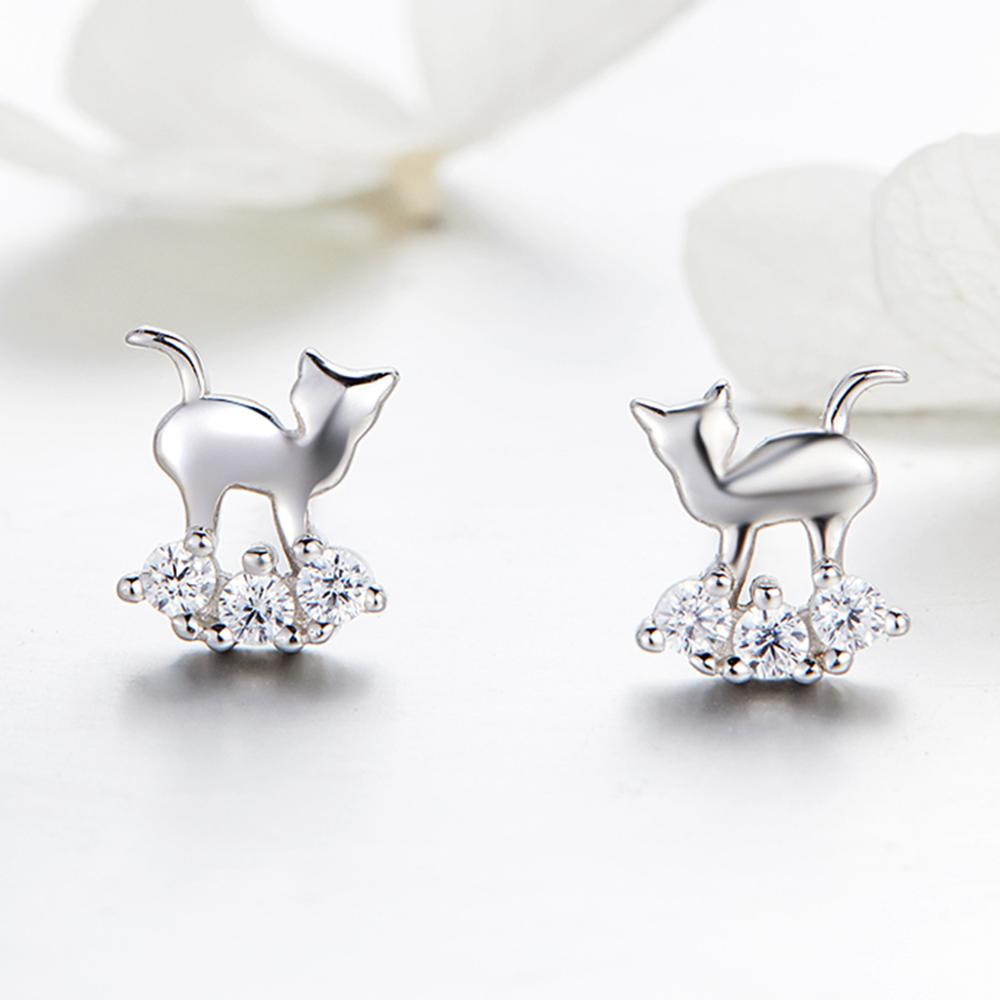 Sterling Silver Heavenly Cat Stud Hypoallergenic Earrings