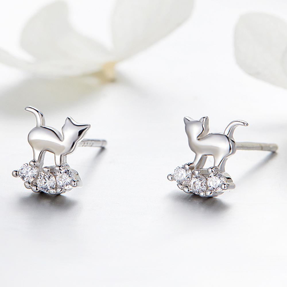 Sterling Silver Heavenly Cat Stud Hypoallergenic Earrings