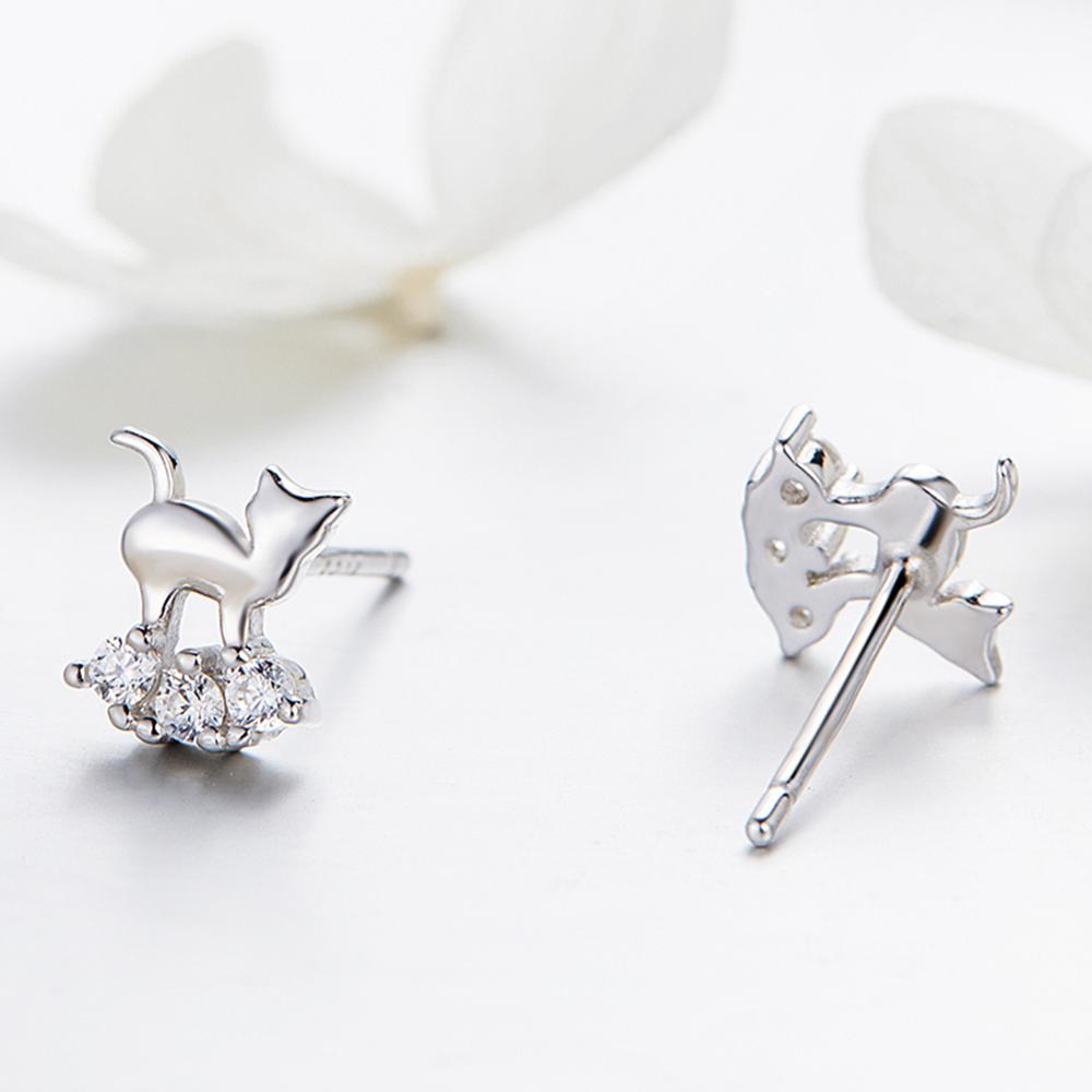 Sterling Silver Heavenly Cat Stud Hypoallergenic Earrings