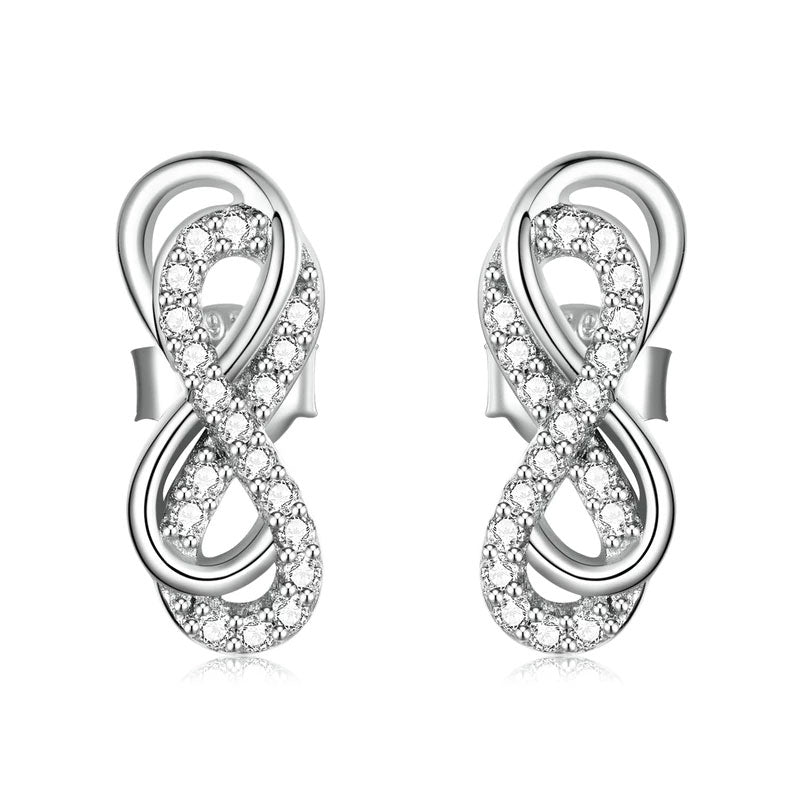 Sterling Silver Double Infinity Stud Hypoallergenic Earrings