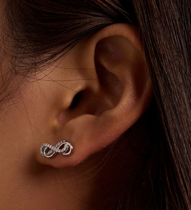 Sterling Silver Double Infinity Stud Hypoallergenic Earrings