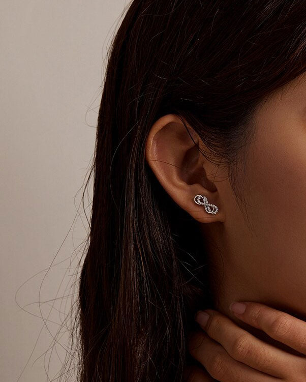 Sterling Silver Double Infinity Stud Hypoallergenic Earrings