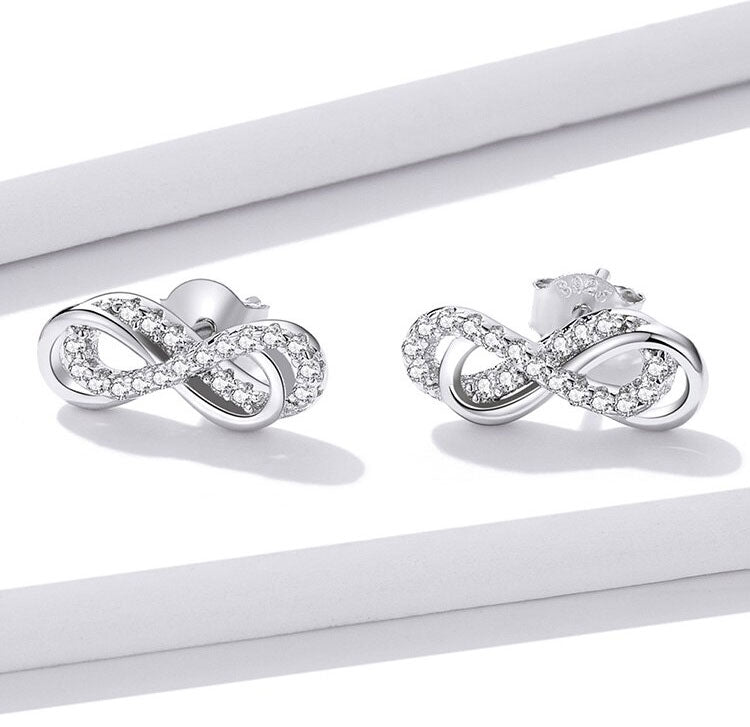 Sterling Silver Double Infinity Stud Hypoallergenic Earrings