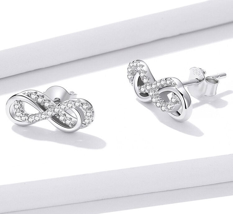 Sterling Silver Double Infinity Stud Hypoallergenic Earrings