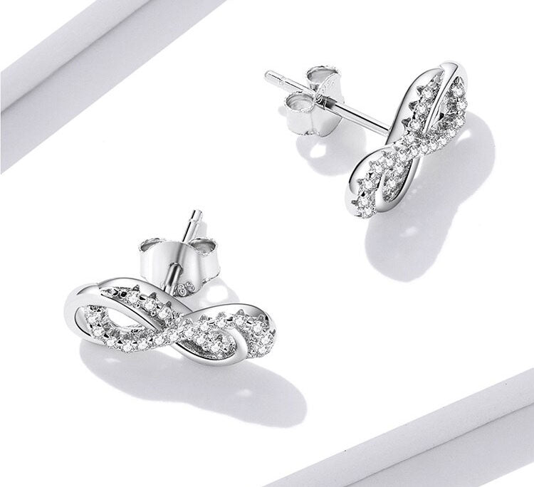 Sterling Silver Double Infinity Stud Hypoallergenic Earrings