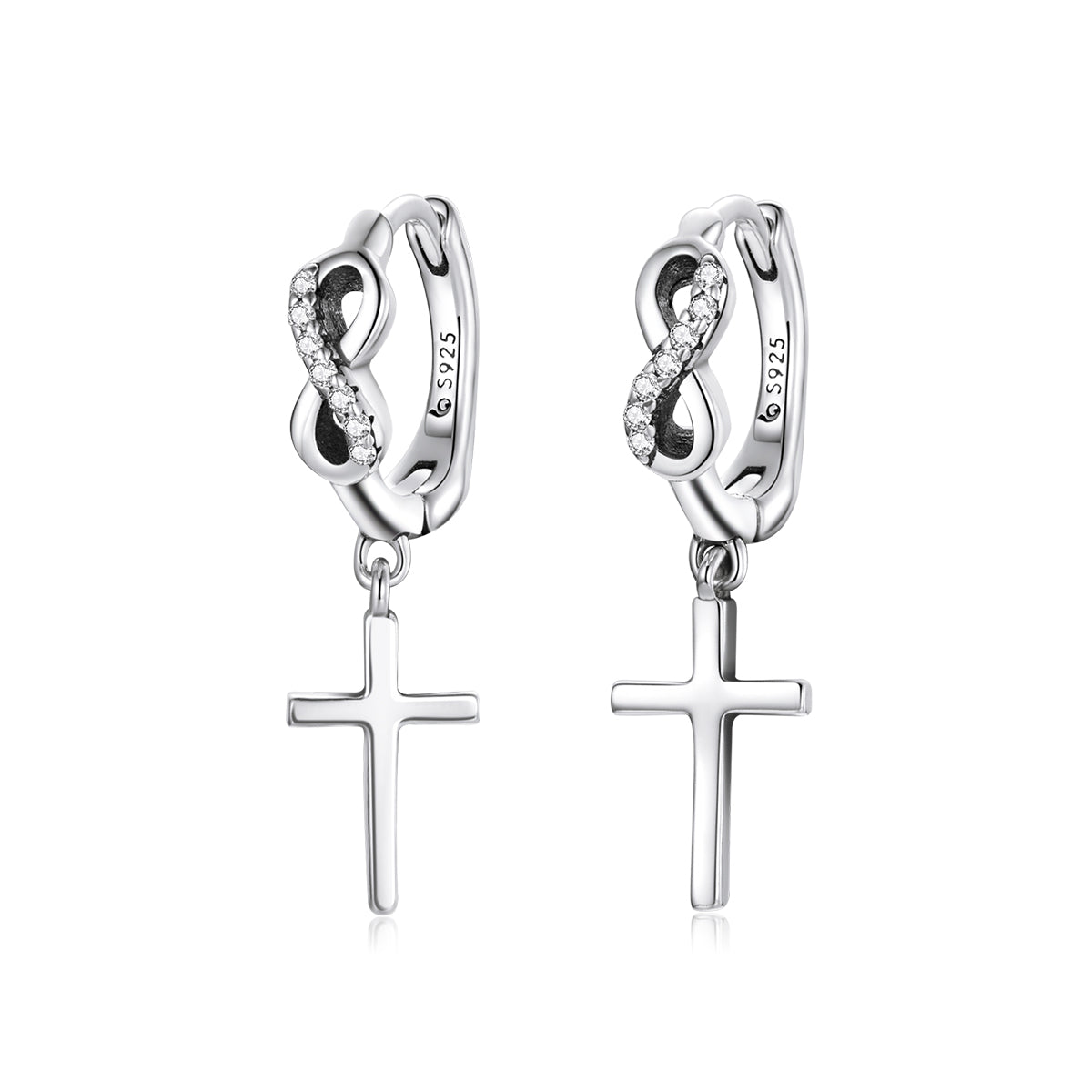 Sterling Silver Infinity Faith Drop Stud Hypoallergenic Earrings