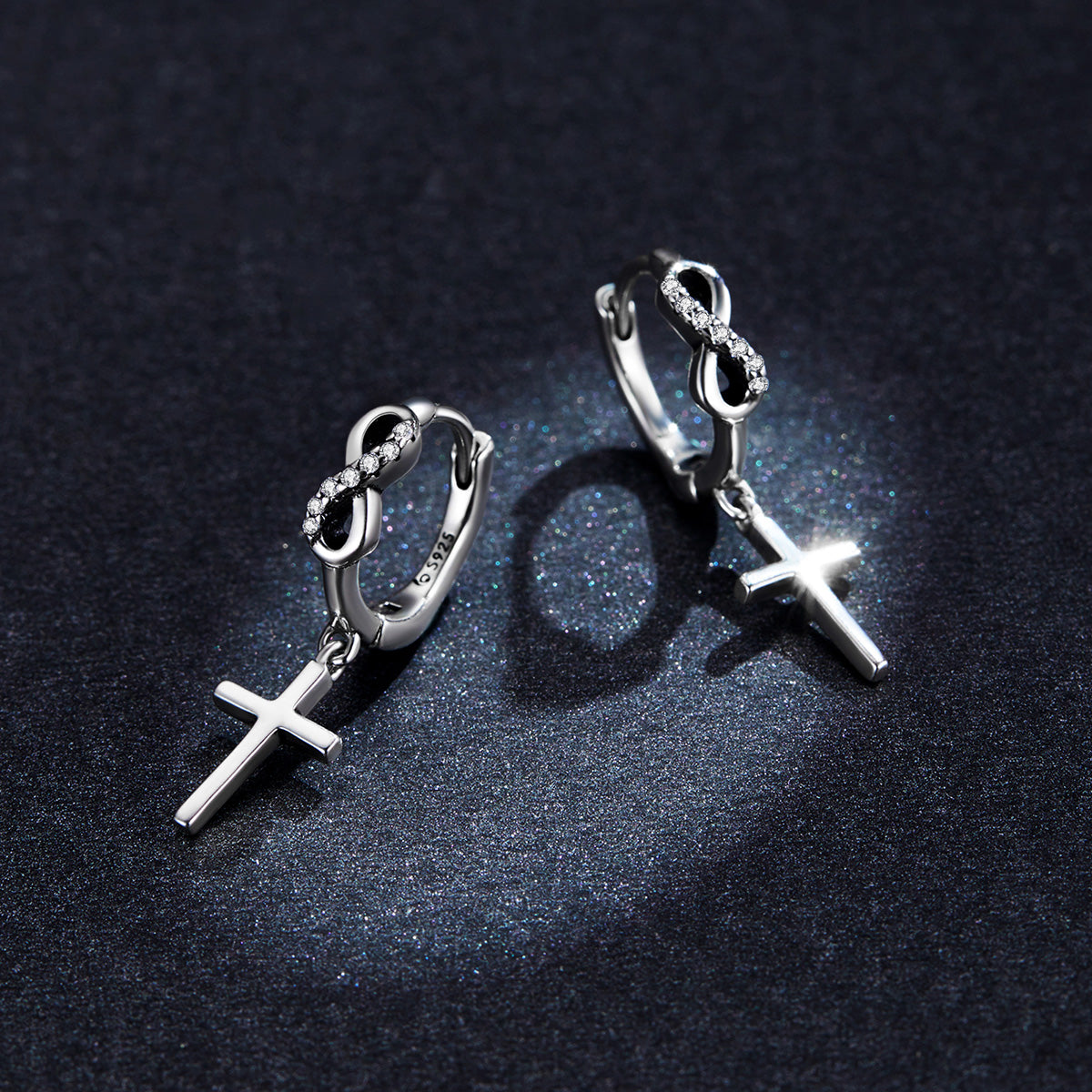 Sterling Silver Infinity Faith Drop Stud Hypoallergenic Earrings