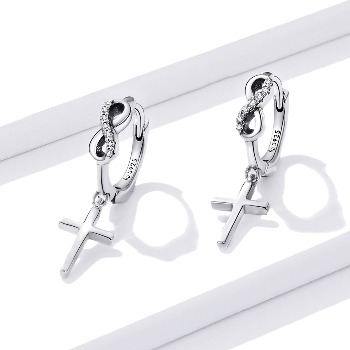 Sterling Silver Infinity Faith Drop Stud Hypoallergenic Earrings