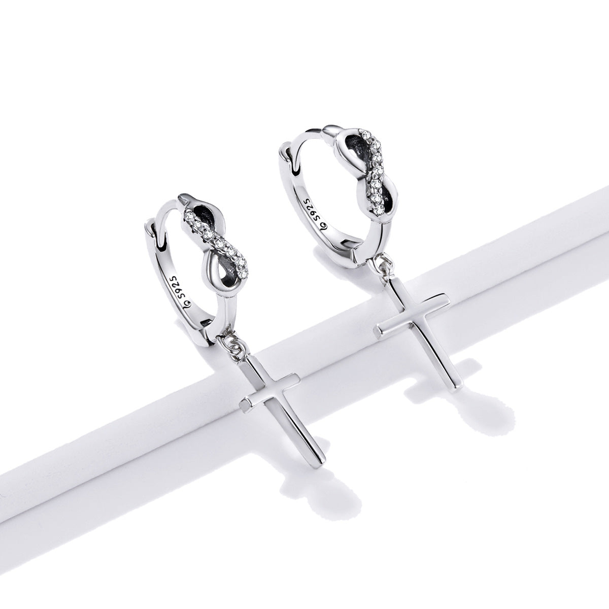 Sterling Silver Infinity Faith Drop Stud Hypoallergenic Earrings