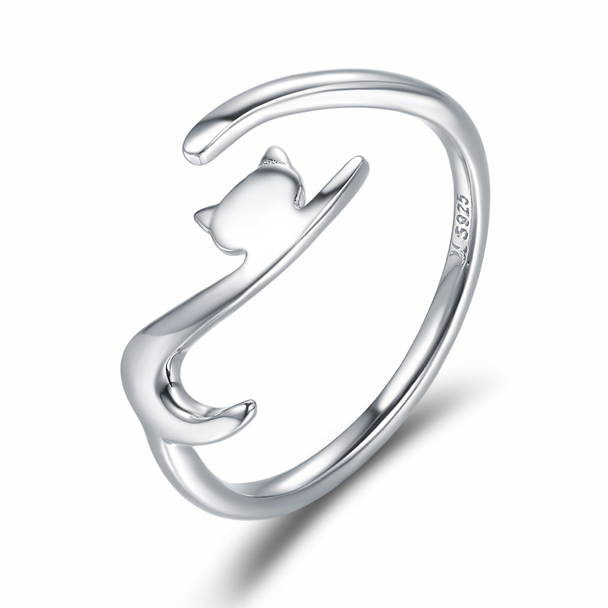 Sterling Silver Cat Adjustable Hypoallergenic Ring