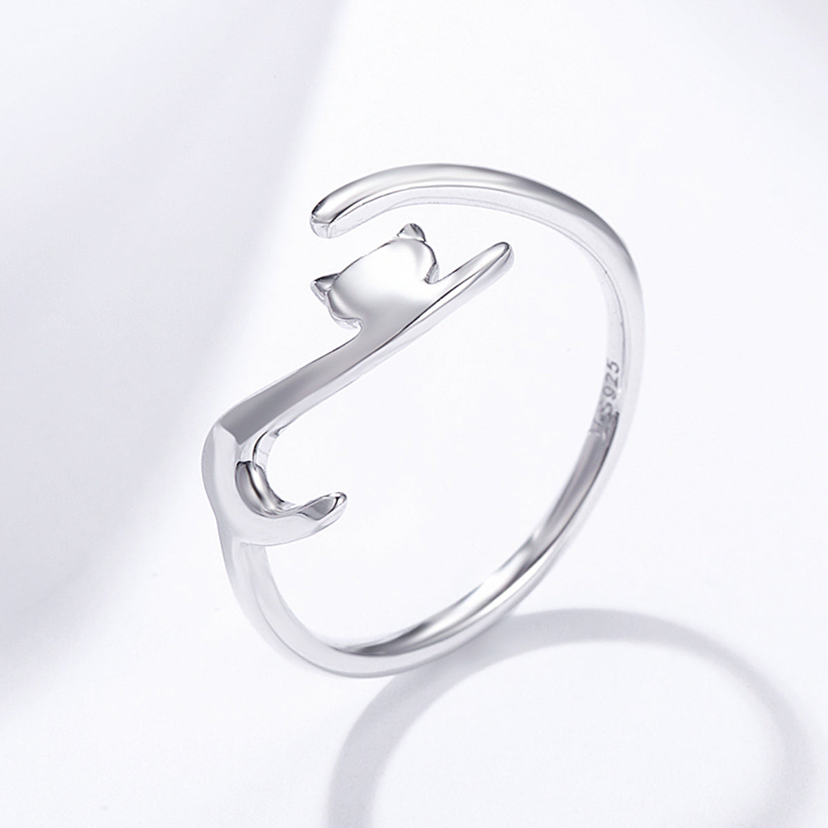 Sterling Silver Cat Adjustable Hypoallergenic Ring