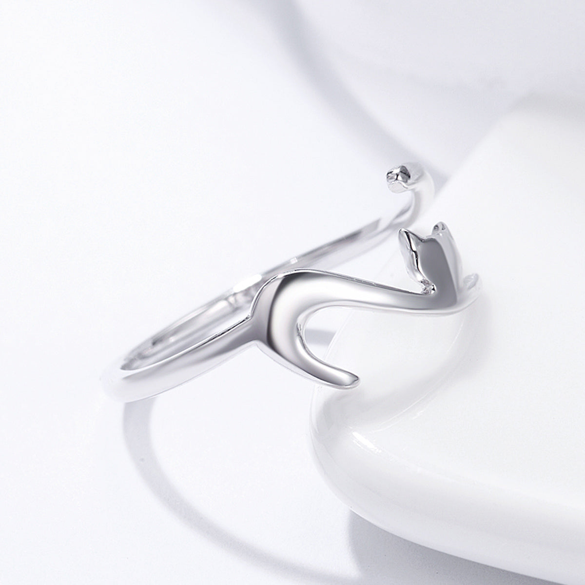 Sterling Silver Cat Adjustable Hypoallergenic Ring
